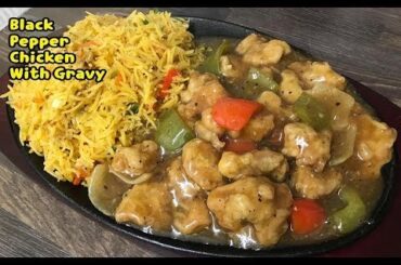 Chinese Black Pepper Chicken With Gravy And Masala Fried Rice /Complete Recipe By Yasmin's Cooking