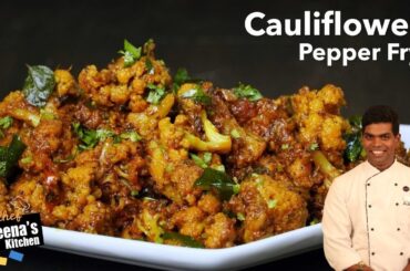 Cauliflower Pepper Fry Recipe in Tamil | Cauliflower Masala Recipe | CDK 468 | Chef Deena's Kitchen