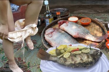 Tasty Deep Steam Fish Recipe  Big Fish Cooking Hit Chili Sauce