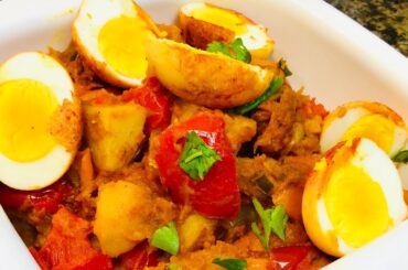 CAPSICUM ALOO RECIPE WITH EGGS | POTATO GREEN BELL PEPPER RECIPE