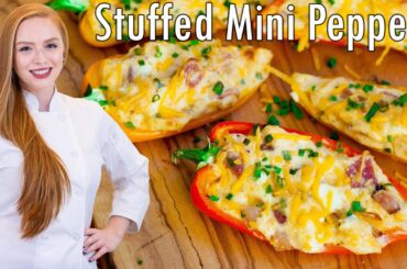 The BEST Cheesy Stuffed Mini Peppers Recipe! With Cheese, BACON & Tabasco! Game-Day Appetizer!
