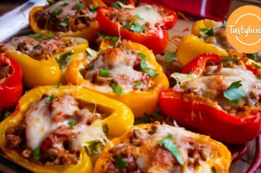 How To Make Stuffed Bell Peppers With Ground Beef And Rice - Tastylicious