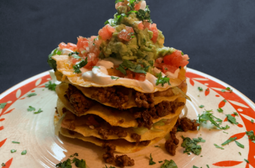 Beef and Bean Mexican Pizza Tower