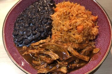 Chicken Tinga, Red Rice and Black Beans