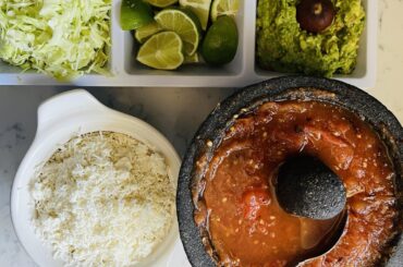 Homemade guacamole and molcajete sauce for some homemade sopes I made for my boyfriend for dinner tonight <3