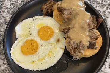 Carnitas biscuits and gravy
