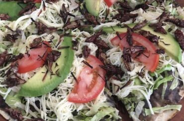 Tlayuda con chapulines en Queretaro