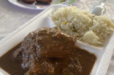 Homemade estofado de pollo with siruela and salsicha de Ejuteca, Oaxaca.