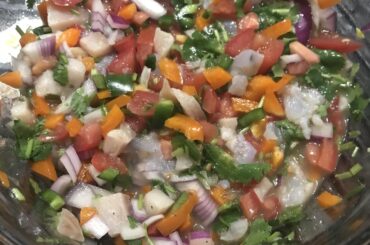 Ceviche with shrimp and halibut