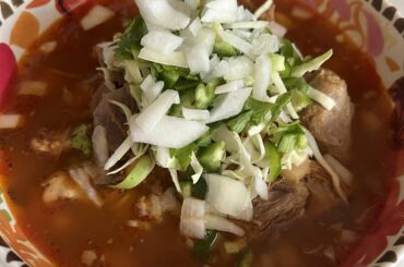 Some warm homemade pozole