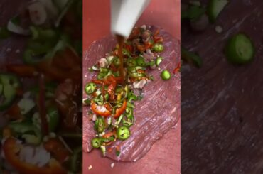 Amazing Fresh Sliced beef with chilli inside #beef #shorts