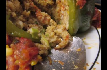 The finest Crawfish Stuffed Bell Pepper recipe in the World with Cajun Maque Choux,