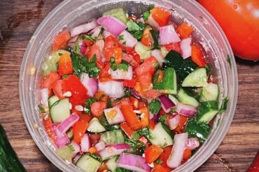 Cucumber salsa made from our garden.