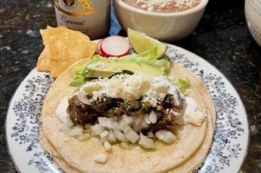 Smoked Chile Verde and Refried Beans