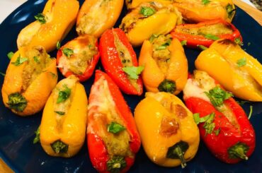 STUFFED SWEET  PEPPERS WITH CURRIED POTATOES | EASY SNACK RECIPE | Vegetarian Recipe