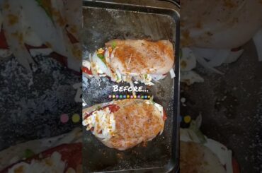 Pepper, onion,  and cream cheese stuffed chicken breast - #recipe in description