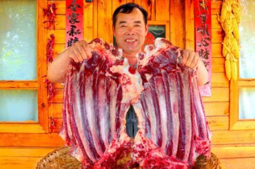 $115 Huge Donkey Steak Served with Extra Hot Chili and Garlic Puree, Yummy! | Uncle Rural Gourmet