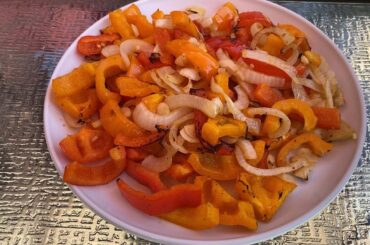 Air Fryer Peppers And Onions Recipe | Air Fried Grilled Peppers And Onions Fajitas