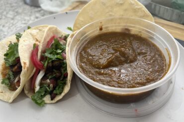 Made tomatillo-guajillo salsa (and tacos)