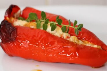 I make this Greek appetizer recipe twice a week! Stuffed red peppers with Feta cheese!