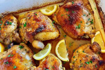 Step By Step Recipe For Juicy Oven Lemon Pepper Chicken Thighs | The Glam Kitchen