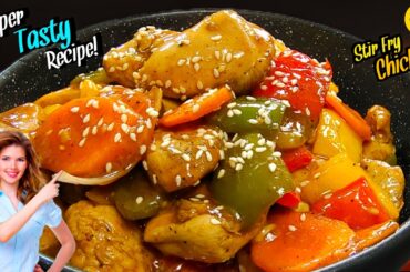 Easy Stir Fry Chicken with Vegetables | Spicy Bell Pepper Chicken Stir Fry and onions!