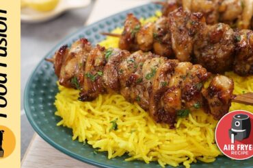 Lemon Pepper Chicken Skewers in Air fryer Recipe by Food Fusion