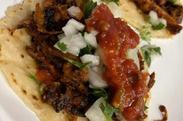 Tacos Al Pastor on the rotisserie.