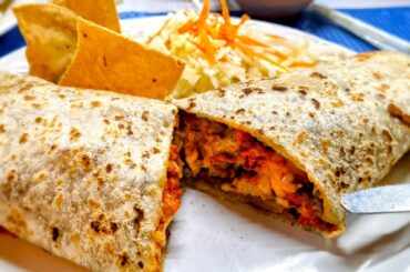 Cheese and pastor burrito