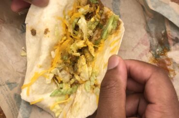 Got a smear of meat with a sprinkling of lettuce and cheese.