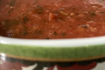 Roasted tomatoes, chilli peppers, fresh squeezed lime juice, green onions, cilantro, sugar, and salt is all I need for a yummy salsa