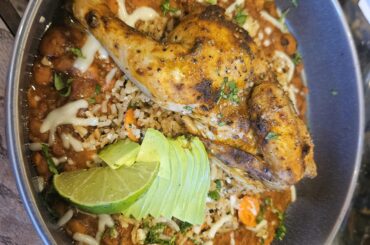 Diablo Game Hen with White Bean and Chorizo Chile and Cilantro Lime Rice