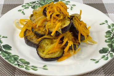 Layered eggplant pepper and carrot salad | Vegetarian eggplant recipe