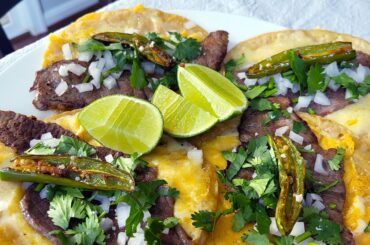 made some tacos after a trip to costco - new york strip + dubliner cheese on corn