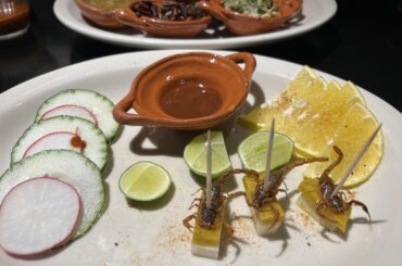 Scorpions with mango and jicama