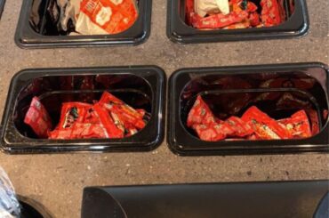 This Taco Bell has 3 spots for ketchup and 1 spot for fire sauce, which was covered by hot sauce and Diablo sauce. Almost ruined my burrito with ketchup