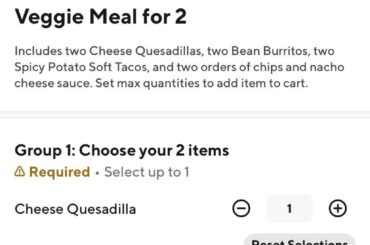 Veggie meal for 2?