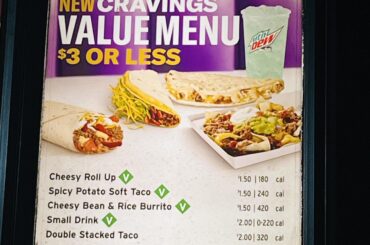 The new Cravings Value Menu! (Glendale, AZ location)