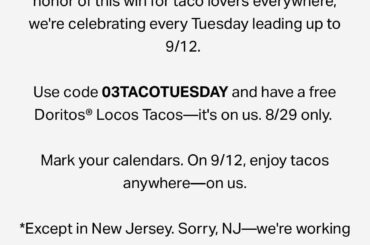 Why not NJ !! Why can’t we have free taco Tuesday and why did I get an email then lol
