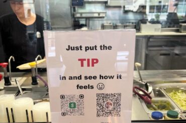 Sexual innuendo and begging for tips.