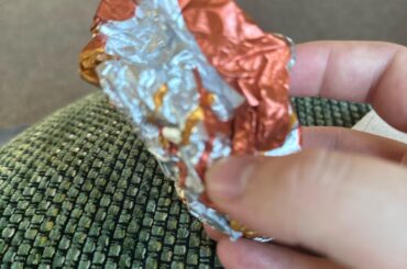 The remnants of my Bacon&Steak grilled cheese burrito