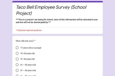 Taco Bell School Project Survey