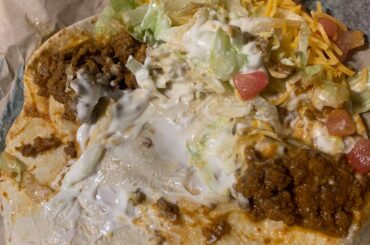I think they got sick of me using the taco pass. Only the left and right side has meat the middle was just a giant glob of sour cream haha