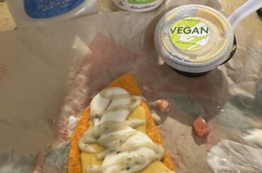 Blue cheese and more cheese taste very good on my free taco