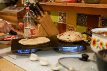 Making tortillas at my aunt’s kitchen in Mexico