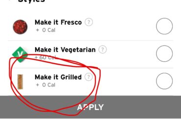 Grilled option back in the app!