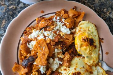 Leftover Chilaquiles with Cold Hot Chocolate