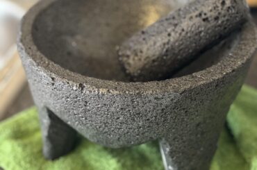 This molcajete stone is ready to roll
