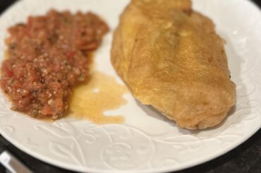 Made Chile Rellenos from some poblanos we grew this year!