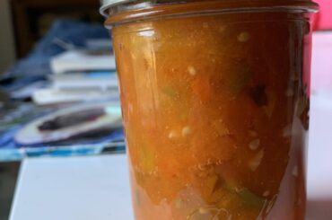 Garden salsa, made with orange banana tomatoes